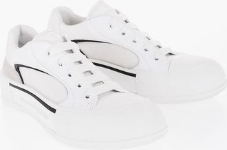 Alexander McQueen Leather And Canvas Low-Top Sneakers, Solid Color Alexander McQueen