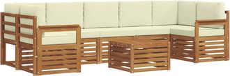 vidaXL Conjunto De Sof&aacute;s De Exterior 8 Uds. Natural Y Crema Vidaxl