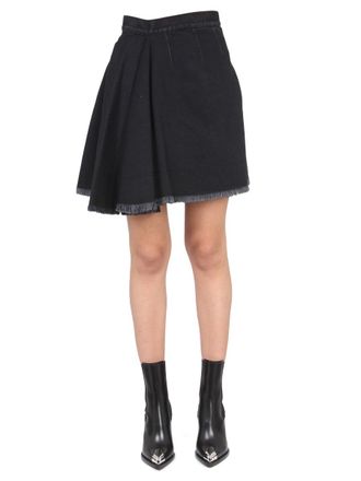 Alexander McQueen Asymmetrical Cotton Mini Skirt - Black