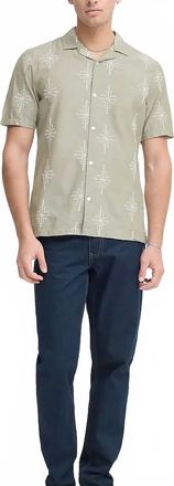 Casual Friday Mens Embroidered Shirt In Green