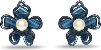 Lele Sadoughi Womens Azalea Button Earrings In Tile Blue