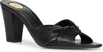 Saint Laurent Womens Black Nappa Leather Franciane Mule Sandals Lambskin
