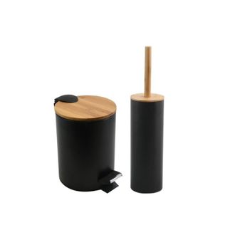 Spirella Spirella - Set Papelera Con Pedal 5l Y Escobilla Adonis Negro