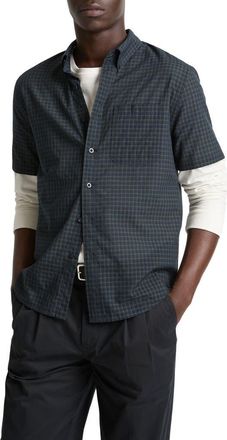 Vince Cortland Plaid Short Sleeve Button-Down Shirt in Coastal Combo at Nordstrom, Size Xx-Large