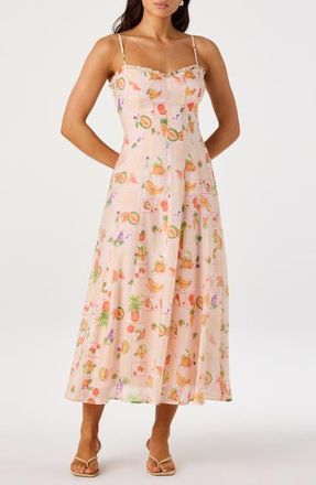 ASTR the Label Jaylynn Ruffle Seamed Dress in Pink Fruit Multi at Nordstrom, Size X-Small