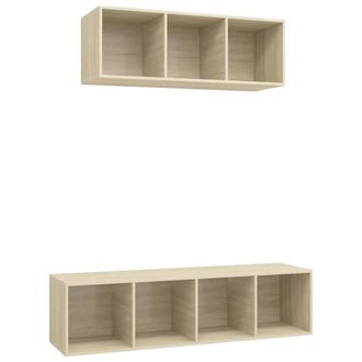 Berkfield Home 2 Piece TV Cabinet Set Sonoma Oak Engineered Wood in Light Oak