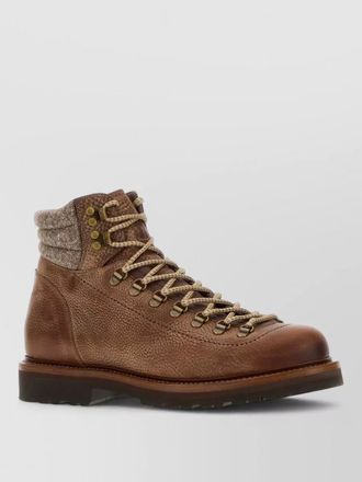 Brunello Cucinelli leather ankle boots round toe design