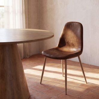 Maisons du monde Silla escandinava de antelina marr&oacute;n envejecido