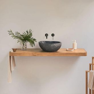 Sklum Conjunto De Mueble De Ba&ntilde;o 130x45 Cm Suspendido En Madera De Teca Neill Sklum