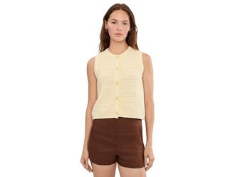 525 america Jayme Button Through Textured Vest Womens Vest Lemon Icing : MD, Cotton