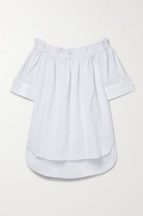 Adam Lippes Off-the-shoulder Broderie Anglaise Cotton Blouse - Bianco