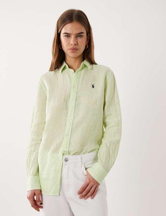 Polo Ralph Lauren Camicia sportiva a maniche lunghe color lime-Verde