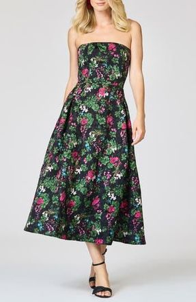 Sachin & Babi Cloque Strapless Floral Print Dress in Royal Gardens at Nordstrom Rack, Size 10