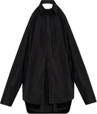 Balenciaga Mouwloze Overhemdjurk - Dames - Korte kleedjes - Zwart - XS - Katoen - Kleedjes