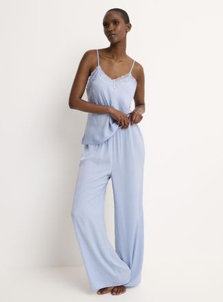 Miiyu Womens Plain hammered satin pyjama pant