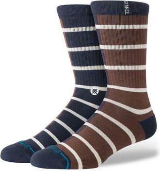 Stance Double Vision Stripe Crew Socks in Navy at Nordstrom, Size Large