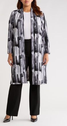 Vikki Vi Brushstroke Print Duster at Nordstrom, Size 0X