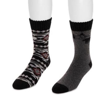 Muk Luks Wool Blend Socks 2 Pair Pack in Navy/medium Grey Heather at Nordstrom