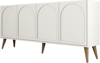 Concept Usine Aparador de 4 puertas con dise&ntilde;o redondeado color crema 180 x 81 cm