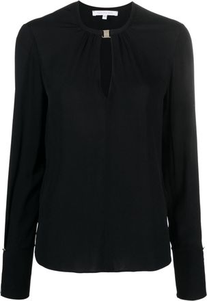 Patrizia Pepe fly-buckle neckline blouse - women - Viscose - 40 - Black