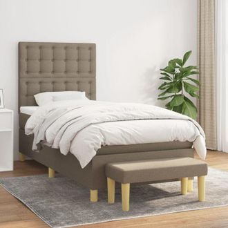 vidaXL Cama Box Spring Con Colch&oacute;n Tela Gris Taupe 90x190 Cm Vidaxl