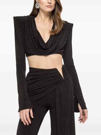 Nissa Top crop con strass - Nero