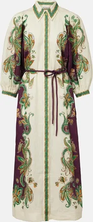 Alemais Al&eacute;mais Ruthie printed linen shirt dress