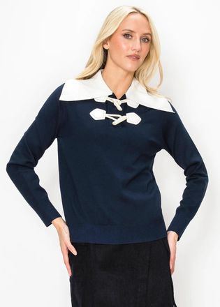 YAL New York Two Tone Toggle Sweater in Navy
