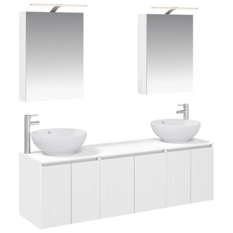 vidaXL Juego De Muebles De Ba&ntilde;o 5 Pcs Blanco Madera De Ingenier&iacute;a Vidaxl