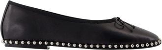 Alexander Wang Zwarte leren ballerina met ballchain detail - Dames - Ballerinas - Zwart - 38 EU - Leer - Schoenen