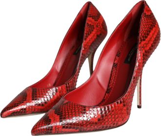 Dolce & Gabbana Womens Python Leather Heel Red Calf