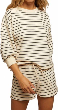 perfectwhitetee Bennie French Terry Short In Navy Stripe