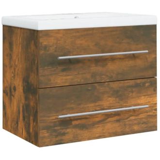 vidaXL Mobile Bagno con Lavabo Integrato Rovere Fumo Legno Multistrato - Vidaxl