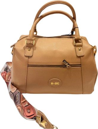 M*BRC M*Brc, Tassen, Dames, Beige, ONE Size, Leer, Compacte Tas met Handvat