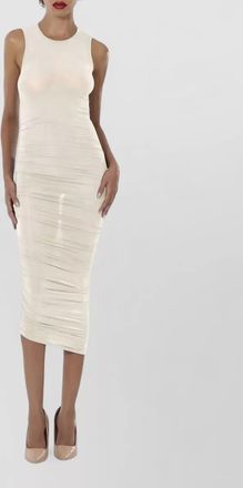 Wolford sheer midi dress ruched fitted silhouette