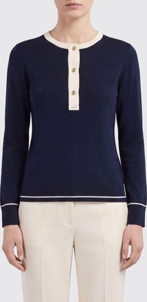 Chlo&eacute; Maglia girocollo slim fit in cotone con profili a contrasto e bottoni