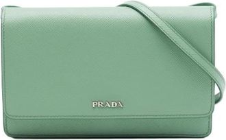 Prada Pre-owned Wallet on Strap - Dames - Vintage Schoudertas - Groen - ONE Size - Leer - Vintage