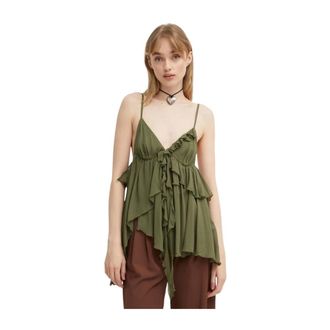 Aniye By Blusa sin mangas con volantes - Tops - Mujer - Verde - XS