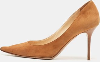 Jimmy Choo London Tan Suede Agnes Pumps