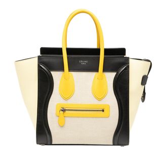 Celine Pre-owned Womens Micro Tricolor Canvas And Leather Luggage Tote - Cream - One Size