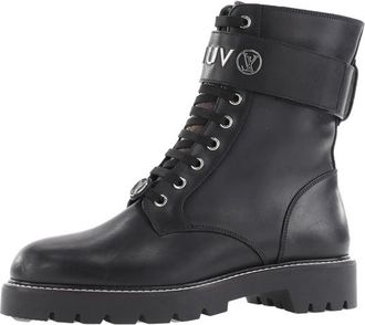 Louis Vuitton (WMNS) LOUIS VUITTON Territory Flat Ranger Boots Black with Silver Logo 1AAE3W