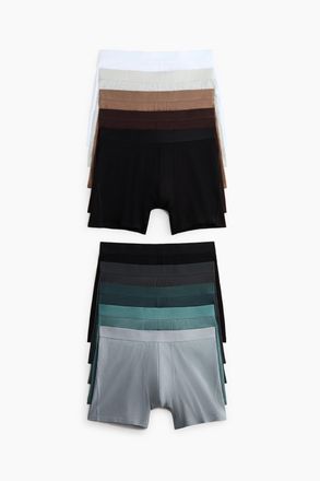 H&M 10er-Pack Halblange Trunks mit Lycra - Brown