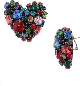 Area Crystal Cluster Heart Earrings in Black Multi at Nordstrom