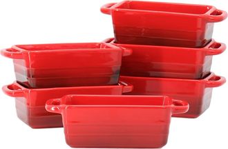 Crock-pot Appleton 6 Piece 12 Ounce Stoneware Mini Loaf Pan Baker Set in Red at Nordstrom