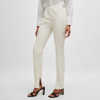 HUGO BOSS Dames Boss Tukeva1 Extra-Slim Broek in Off-White