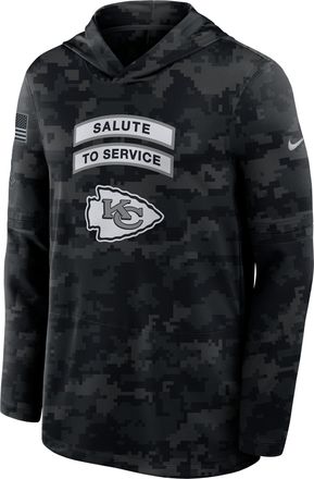 Nike Kansas City Chiefs Salute to Service Sideline Nike Mens Dri-FIT NFL Long-Sleeve Hooded Top in Black | 03B90ILOA2G-YUN