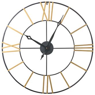Beliani Reloj De Pared Metal Negro Dorado &Oslash; 80 Cm N&uacute;meros Romanos Moderno Sala De Estar Valsot