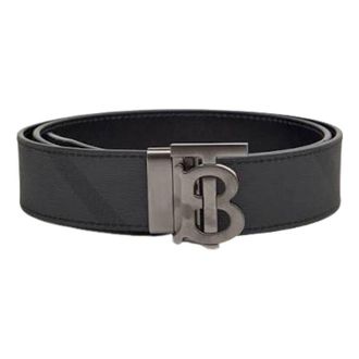 Burberry 26FW Check Reversible Belt Charcoal 8125337