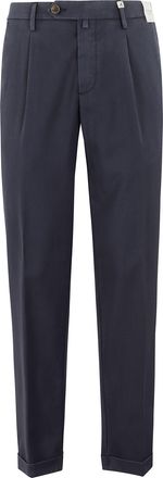 Myths Midnight Blue Zeus Turn-Up Waist Loops Wool Trousers