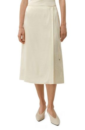 LilySilk Ying Jacquard Silk Skirt in Lily White at Nordstrom, Size 14